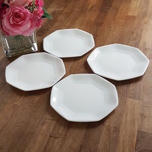 Vintage Luminarc Octime White Octagon Salad Plates 7.5" Set of 4 Made in France